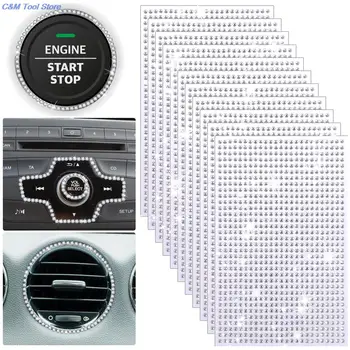 11 Листов 9350 Штук Блестящих Автомобильных Наклеек Crystal Car Self-Adhesive Stickers Decoration