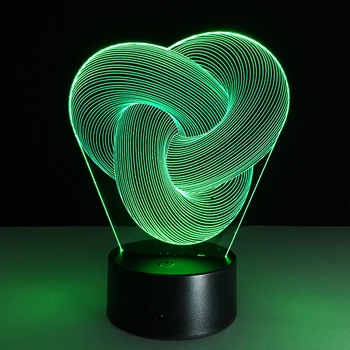 3D светодиодный ночник Абстрактная спиральная фигурка 7 цветов Сенсорная оптическая иллюзия Настольная лампа Модель украшения дома