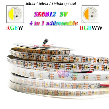 Адресуемый RGBW RGBWW 4 цвета в 1 светодиодной ленте SMD 5050 RGB Белый pixle IC SK6812 Ламповая Лента 30/60/144 светодиодов /м 5V smart Lights bar