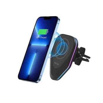 Быстрое Беспроводное Зарядное Устройство Для Автомобильного Телефона Мощностью 15 Вт Для iPhone 12 13 14 Pro Max Samsung Magnetic Plug Induction Fast Charging Stand Гладкое Крепление
