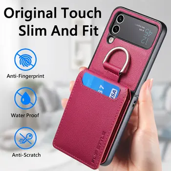 для samsung z flip 4 zflip4 Матовый нескользящий чехол-бумажник для Samsung Galaxy Z Flip 4 Flip4, держатель для карт 5G, чехлы для телефонов