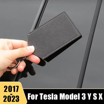 Для Tesla Модель 3 X S Y 2017 2018 2019 2020 2021 2022 2023 Кожаный Держатель Для Ключей-Карт Защитная Крышка Брелок Сумка Автомобильные Аксессуары