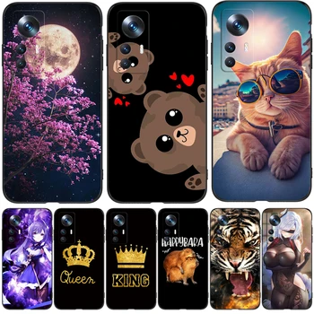 Для Xiaomi 12T Pro Case Задняя Крышка телефона 12T Мягкий Силиконовый Защитный Черный Чехол из Тпу cute bear girl