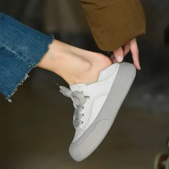 Женская повседневная обувь из спилка с круглым носком, плоский каблук 3 см, простая обувь, весенне-осенняя обувь на платформе, лоскутная женская обувь на плоской подошве