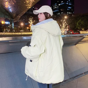 Женское утолщенное хлопчатобумажное пальто из белого полушерстяного пуха корейской версии, свободная осенне-зимняя куртка, пальто 2023 года, новое поступление