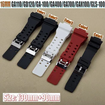 Резиновый 16 мм Ремешок для часов Casio GD120/GA-100/GA400/GA700/GAX100/GLS-100/GLS-8900 Ремешок-браслет на запястье GA-700 GA-110 Ремешок для часов