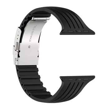 Силиконовый ремешок для часов iWatch 7/6/5/4/SE, пряжка для регулировки ремешка, защитный от пота браслет, сменный браслет