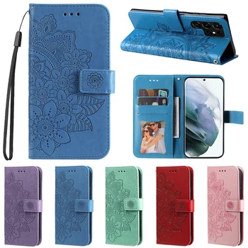 Флип Кожаный Цветочный Магнитный Бумажник Чехол Для Телефона Samsung Galaxy S23 S20 S21 FE S22 Ultra S10 Plus S10E Чехол со Слотом для Карт