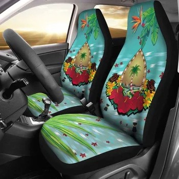 Чехлы для автомобильных сидений Guam, Латте Стоунз Гибискус, упаковка из 2 универсальных защитных чехлов для передних сидений