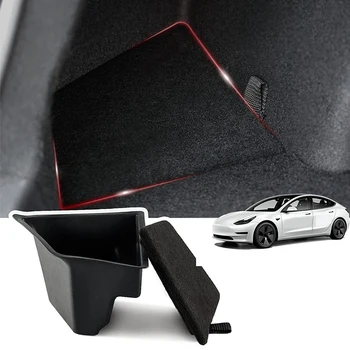 Ящик для хранения органайзера в заднем багажнике, ящик для хранения с крышкой, защитные пакеты для хранения сбоку для Tesla Model 3